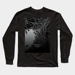 Osaka Japan City Map dark Long Sleeve T-Shirt